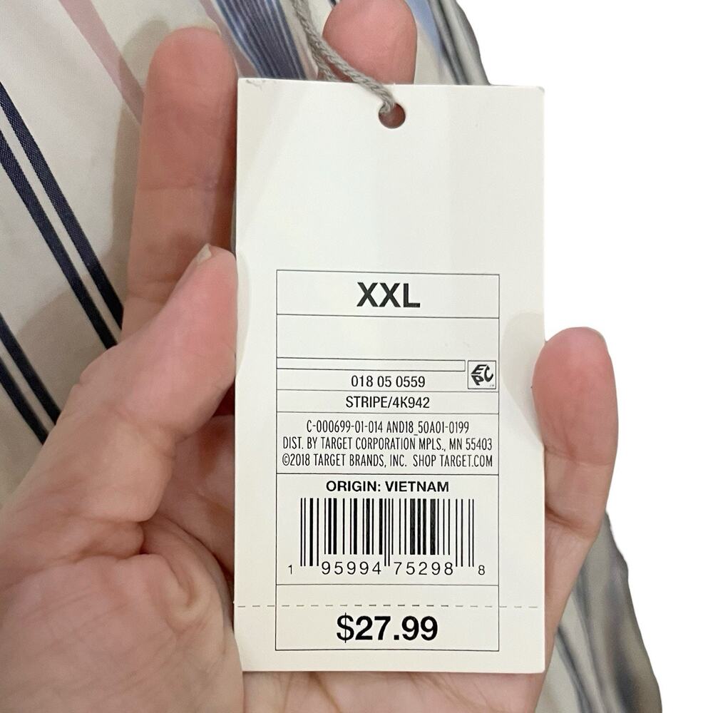 A New Day Striped Poplin Midi Skirt XXL Tiered Colorful Preppy Casual Pull On - Picture 5 of 10